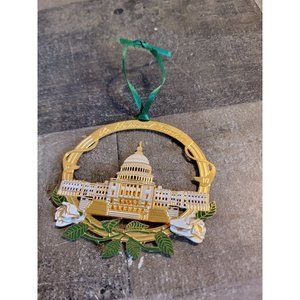 Gold tin national garden 1997 ornament xmas floral